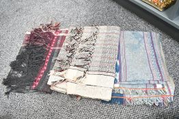 Three cloths, to include Indonesian Sumba royal garment, indicated by deer with spreading horns