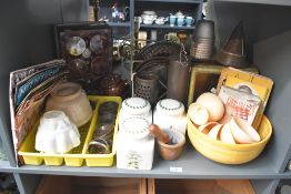 A large selection of 20th-century kitchenalia, to feature two ceramic jelly moulds; Lakeland Fondant
