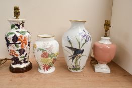 Two 20th-century decorative vases, to feature a Franklin Porcelain 'The Meadowland Bird Vase' and