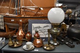 A selection of late 19th to 20th-century sundry wares, to feature a brass chamber stick with