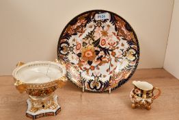 Three though to be 19th-century Derby 'Imari'-style ware, to feature a Pot Pourri having floral