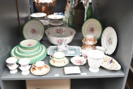 A selection of 20th-century floral ceramic tablewares, to feature Aynsley bone china plates; an
