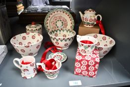 A selection of Emma Bridgewater 'Christmas' pottery, to feature a small Joy Robin pudding bowl