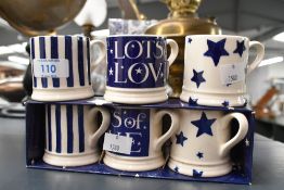 A group of Emma Bridgewater pottery 'Starry Skies' mini mug candles, to feature two sets of three,