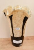 A large mid to late 20th-century Polish hand-blown art glass handkerchief vase, thought to be by