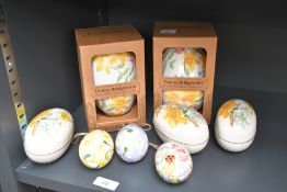 A quantity of Emma Bridgewater Spring/Easter egg metal tins; to feature two boxed 'Wild Daffodil'