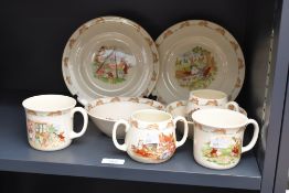 A small selection of vintage Royal Doulton 'Bunnykins' china, to feature two small plates, a small