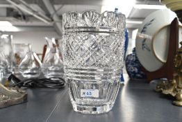 A 20th-century Waterford crystal cut vase, of fluted form, featuring a hand-cut pattern with a heavy