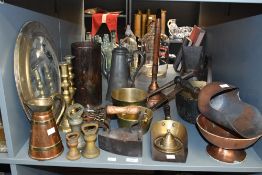 A selection of late 19th to 20th-century sundry metal wares, to feature a large brass porthole-style