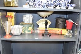 A selection of vintage Kitchenalia, to include a Pyrex rolling pin and mixer; a Salter cooking