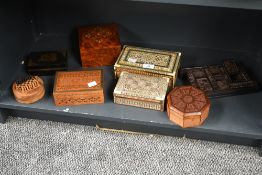 A 20th-century Moroccan-style lockable inlaid Thula wood jewellery box; sold with a selection of