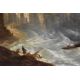 A 19th Century oil on canvas, a coastal scene depicting fishing boats on rough seas, believed to - Image 3 of 6