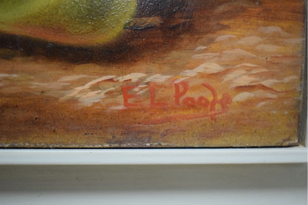 E.L Poole (British 19th/20th century) oil on board, an outdoor still life study with moss and autumn - Image 4 of 5
