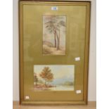 Two 19th century English school watercolours (diptych) a study of trees and lake scene with