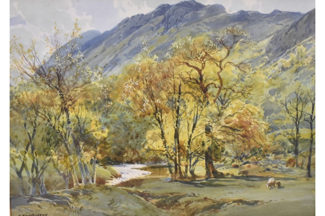 *Local Interest* Henry Robinson Wilkinson (British 1884 - 1975) Watercolour, a late summer Lake - Image 1 of 3
