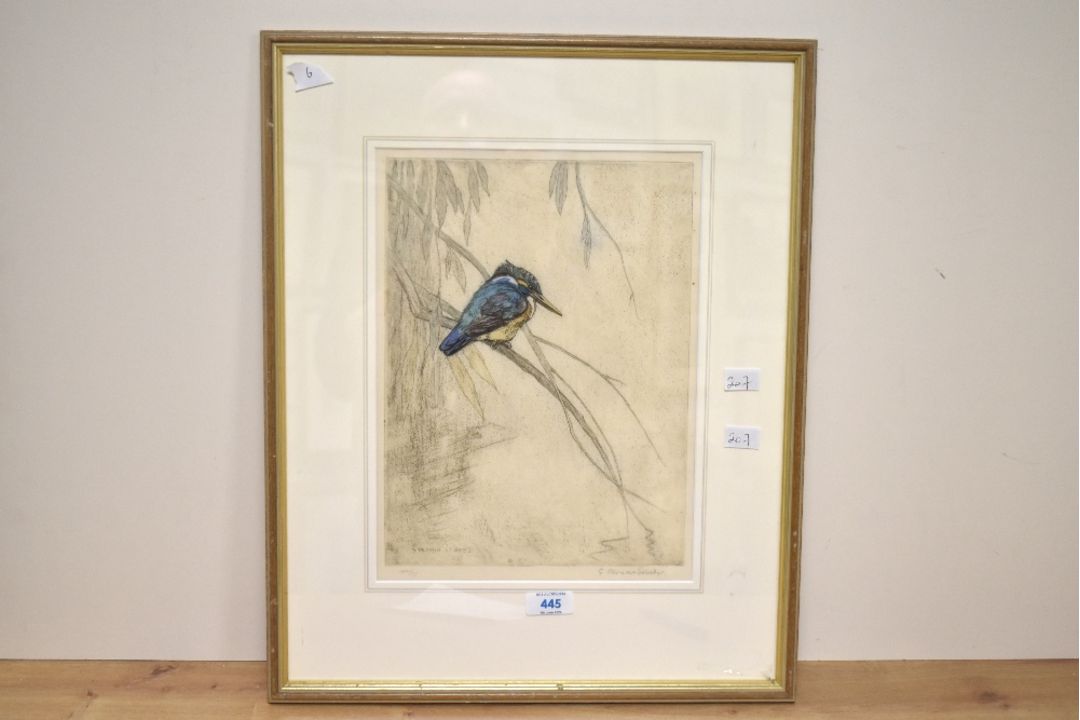 George Vernon Stokes (British 1873-1954) limited edition coloured etching, study of a kingfisher, - Image 2 of 3