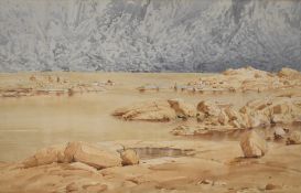 Bernard Eyre Walker (British 1886-1972) watercolour, coastal sands at low tide, signed lower left,