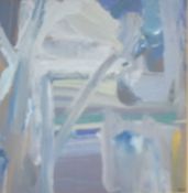 Sarah Bradford (British b1943) oil on paper 'Early Morning St Ives' abstract composition, initialled
