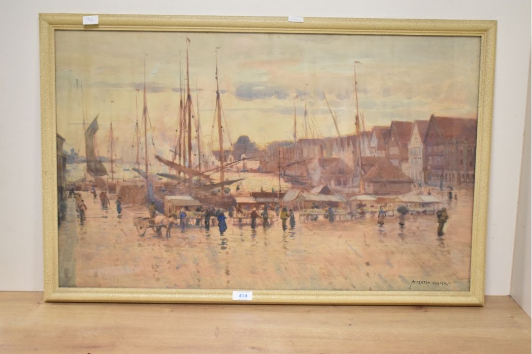 *Local Interest* Alfred Heaton Cooper (1864-1929) Watercolour 'Bergen', a Norwegian landscape - Image 1 of 4