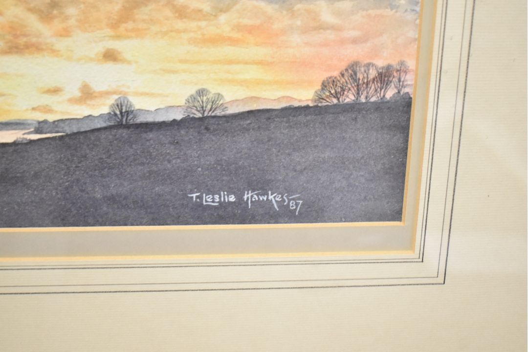*Local Interest* T Leslie Hawkes (20th Century) Watercolour 'Winter Sunset on The Duddon from High - Image 3 of 4