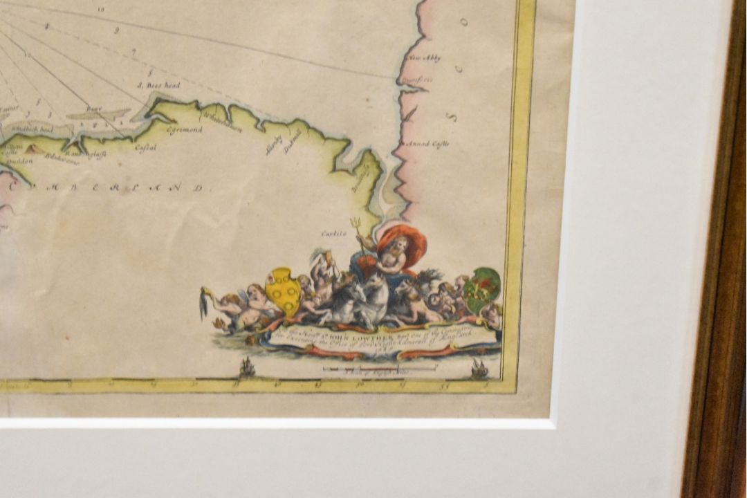 A hand colourised Irish sea chart, mapping the coast of Scotland, North West England, The Isle of - Image 3 of 3