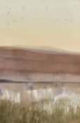 John Wood? (British 20th Century) Watercolour, an estuary scene, signed indistinctly and dated (