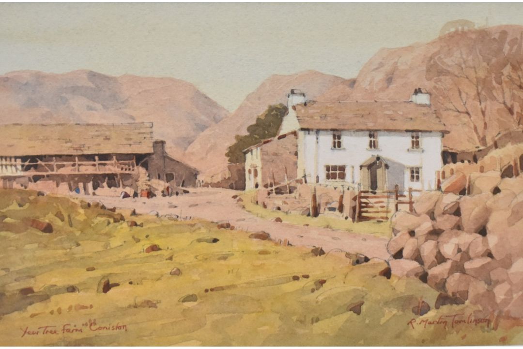 *Local Interest* R Martin Tomlinson (British b.1945) Watercolour 'Yew Tree Farm Coniston', a Lake - Image 1 of 5