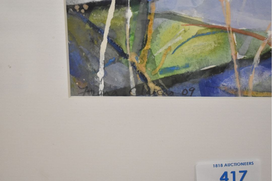 *Local Interest* Fiona Clucas (British Contemporary) Mixed media on paper 'Bluetit I', a woodland - Image 3 of 4