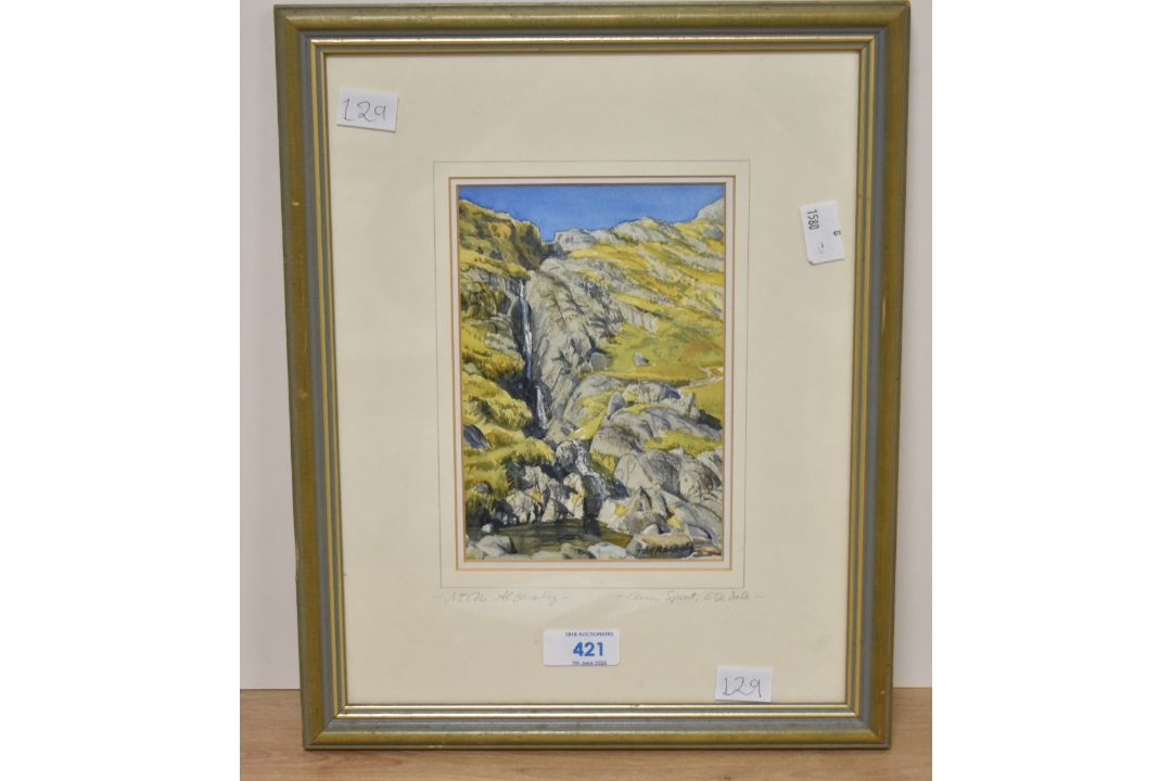 *Local Interest* Jill M Aldersley (British 1943-2007) Watercolour 'Cam Spout, Eskdale', a Lake - Image 2 of 2