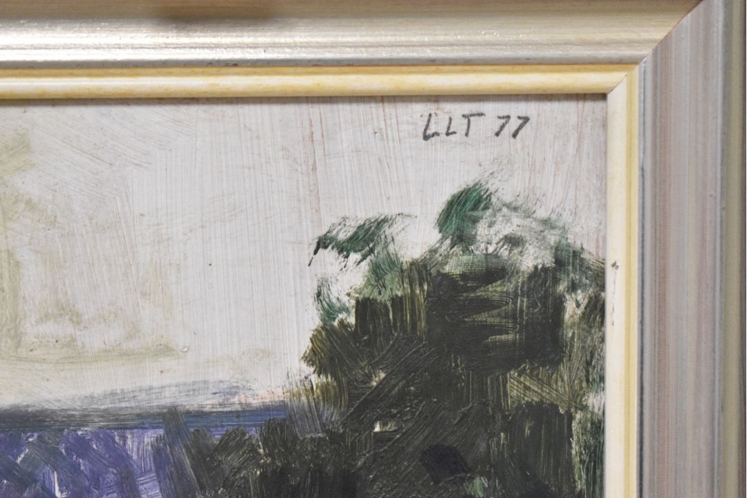 Attributed to Laurence Leifchild Toynbee (British 1922-2002) oil on board 'French Town' initialled - Image 3 of 4