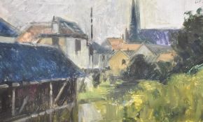 Attributed to Laurence Leifchild Toynbee (British 1922-2002) oil on board 'French Town' initialled