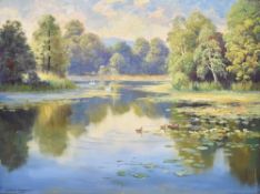 *Local Interest* Graham Twyford (British Contemporary) Oil on canvas 'Holehird Tarn', a study of the