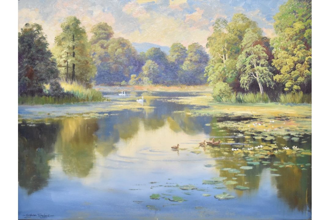 *Local Interest* Graham Twyford (British Contemporary) Oil on canvas 'Holehird Tarn', a study of the - Image 1 of 5