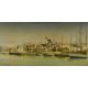 A 20th Century impressionistic oil on canvas, depicting a Mediterranean town harbour, signed - Image 1 of 4