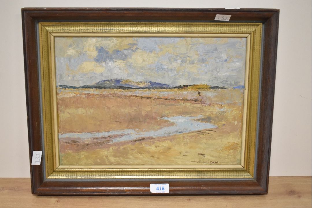 *Local Interest* William Dodd (British 1908 - 1981) Oil on board, a coastal landscape study, - Image 2 of 4