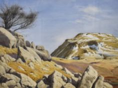 *Local Interest* Geoffrey H Pooley (British 1908-2006) watercolour, a view of snow capped