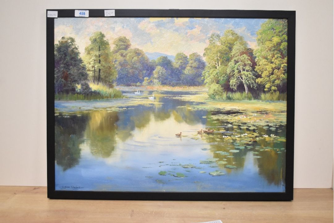 *Local Interest* Graham Twyford (British Contemporary) Oil on canvas 'Holehird Tarn', a study of the - Image 2 of 5