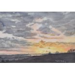 *Local Interest* T Leslie Hawkes (20th Century) Watercolour 'Winter Sunset on The Duddon from High