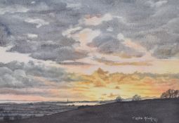 *Local Interest* T Leslie Hawkes (20th Century) Watercolour 'Winter Sunset on The Duddon from High