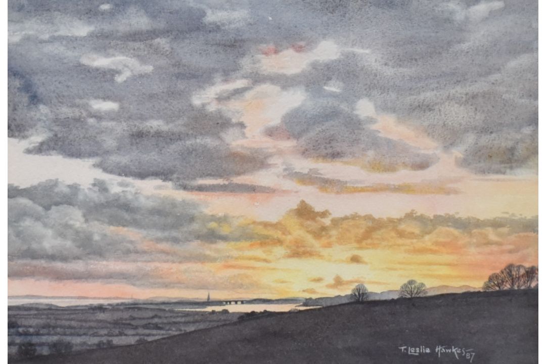 *Local Interest* T Leslie Hawkes (20th Century) Watercolour 'Winter Sunset on The Duddon from High - Image 1 of 4
