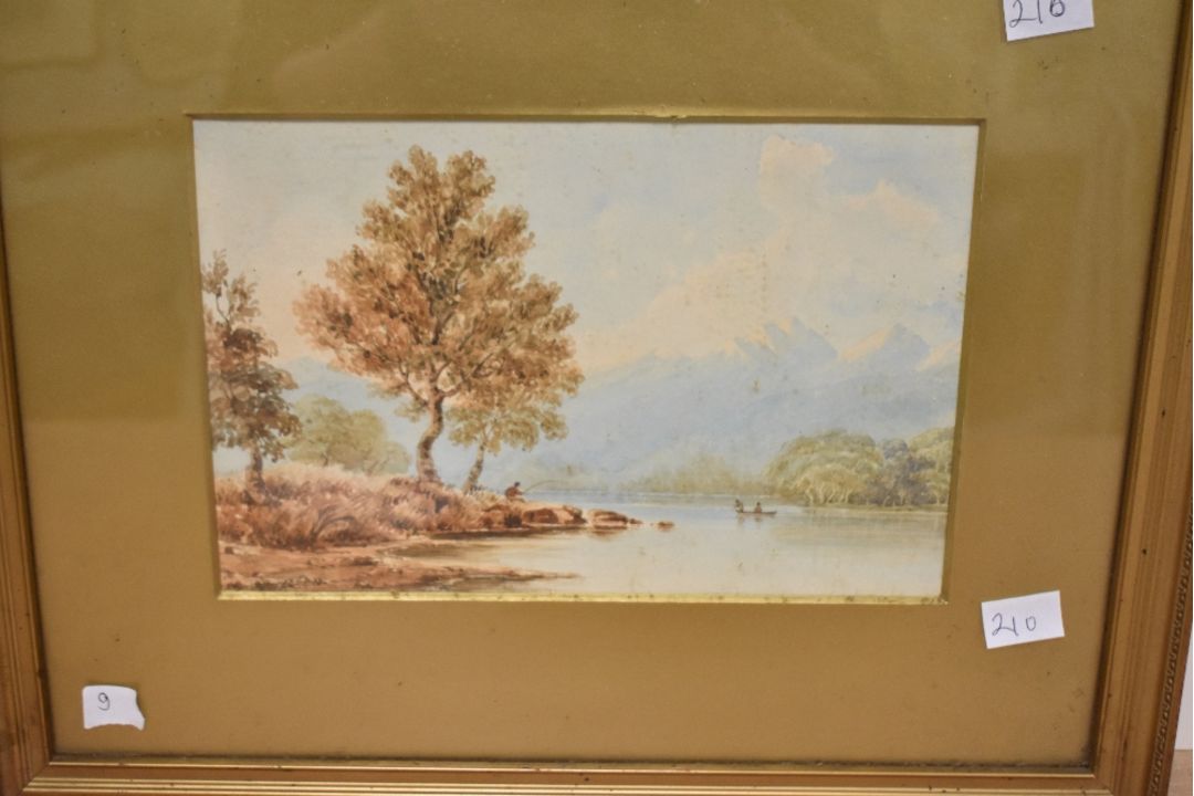 Two 19th century English school watercolours (diptych) a study of trees and lake scene with - Image 3 of 4