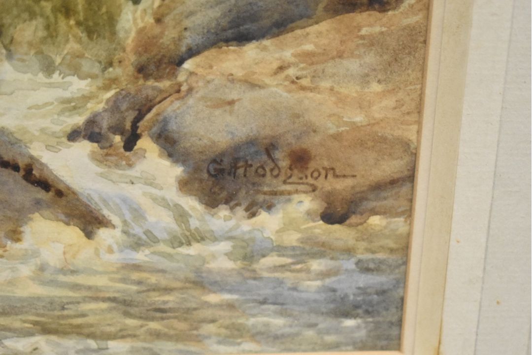 G Hodgson (British 19th Century) Watercolour, a rural river scene during a storm, signed lower - Image 3 of 3