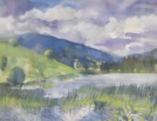 *Local Interest* Fiona Clucas (British Contemporary) Mixed media on paper 'Summer Loch with
