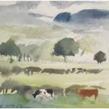 *Local Interest* Fiona Clucas (British Contemporary) Gouache 'Lythe Valley Mist', an abstract