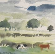 *Local Interest* Fiona Clucas (British Contemporary) Gouache 'Lythe Valley Mist', an abstract