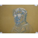 *Local Interest* Tom Dearden (British 1942-2020) Pastel on board, Self portrait as an elderly man in