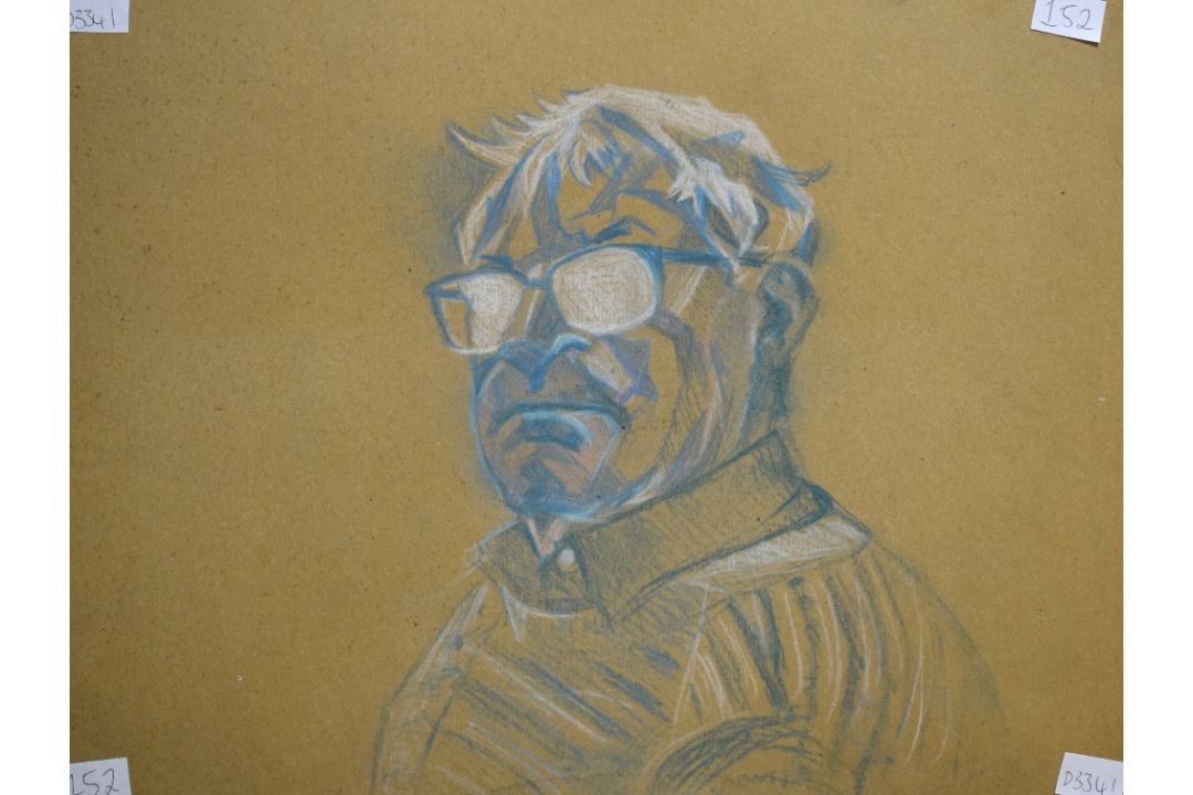 *Local Interest* Tom Dearden (British 1942-2020) Pastel on board, Self portrait as an elderly man in - Image 1 of 5