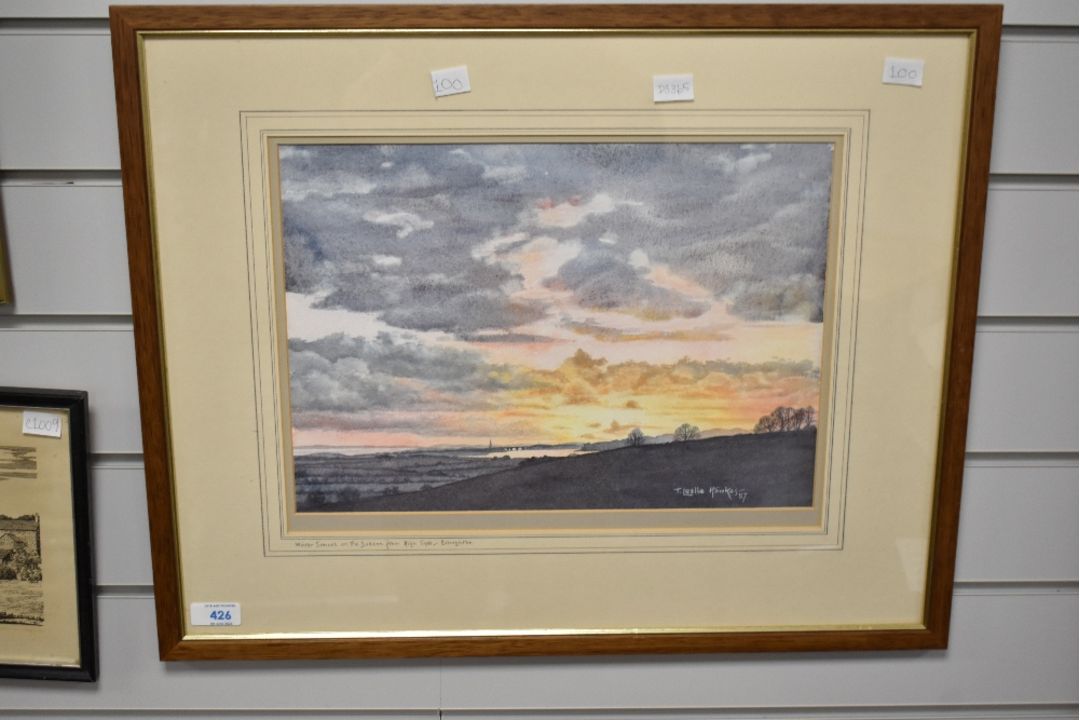 *Local Interest* T Leslie Hawkes (20th Century) Watercolour 'Winter Sunset on The Duddon from High - Image 2 of 4