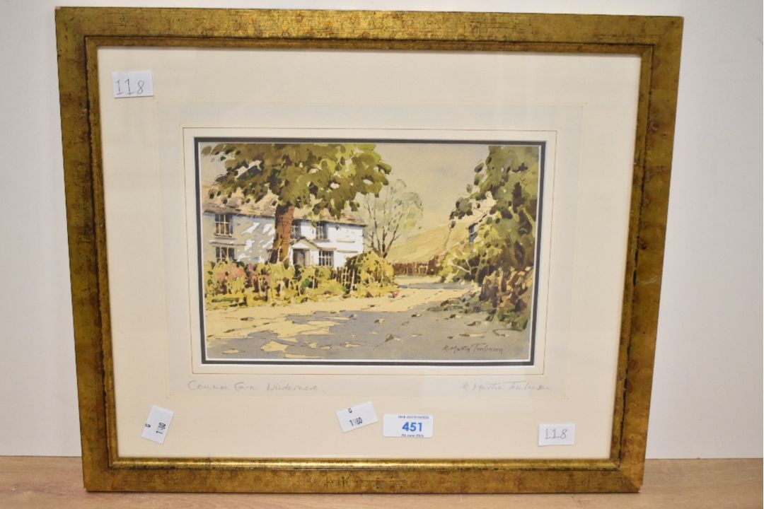 *Local Interest* R Martin Tomlinson (British b.1945) Watercolour 'Common Farm Windermere', a Lake - Image 2 of 3