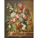 Henry Farmer FRSA (British 19th/20th Century) Oil on canvas, a still life study of a vase of flowers